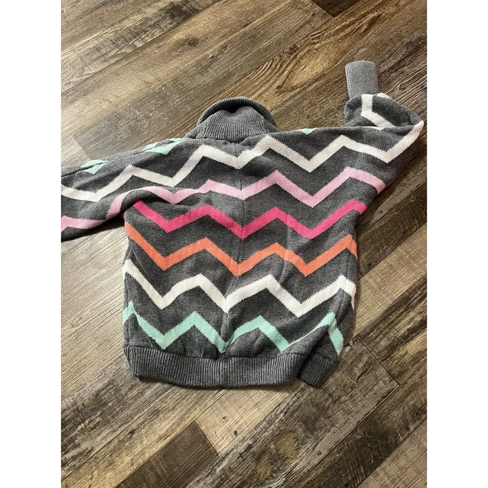 Gymboree Girls Size 5-6 Knit Cardigan‎ Long Sleeve Gray Chevron